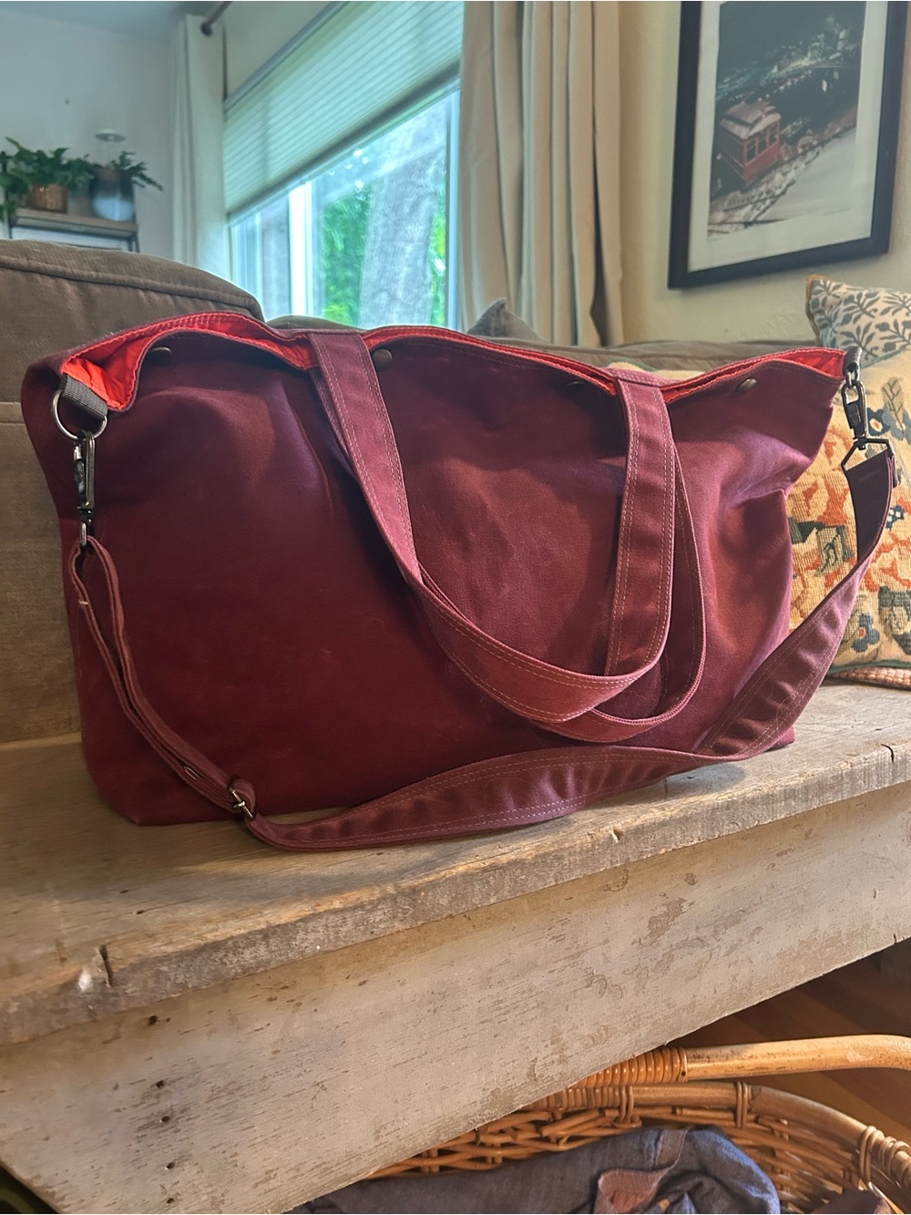 Canvas Travel Weekender Bag Porter in Burgundy Sumac